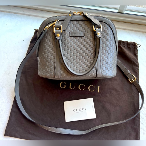 Gucci Handbags - Gucci Guccissima grey leather Alma bb style crossbody purse